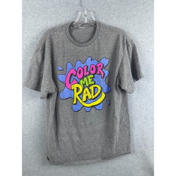 Color Me Rad Shirt Men's M (?)‎ Gray Short Sleeve 90s 80s Retro Tv Tee DEFECT - Picture 1 of 8